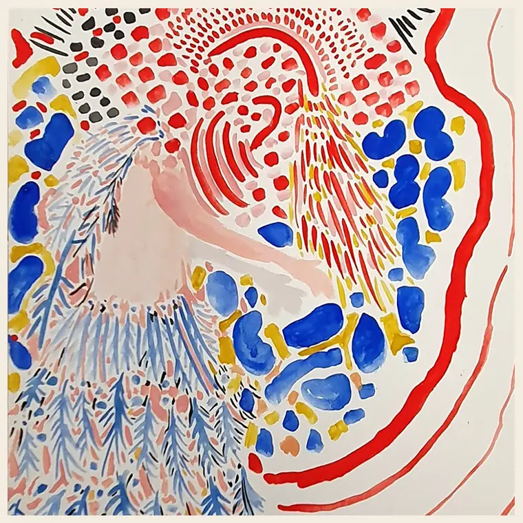 Charlotte Ella Lorio expose ses peintures au muséum de Balazuc pendant les Balazucades